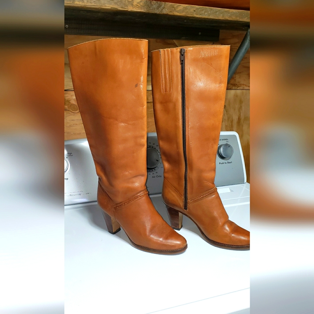 Brown soft genuine leather boots